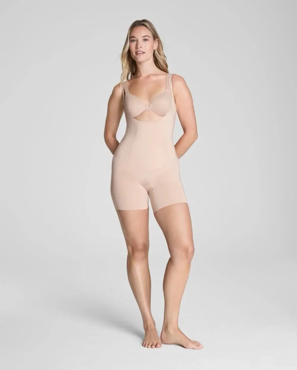 SPANX Beige Firm Control Shapewear Bodysuit Adjustable Straps Nylon Blend size S